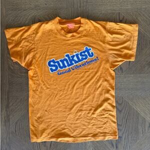 Vintage 70s 80s Sunkist Good Vibrations Orange Soda Tee M